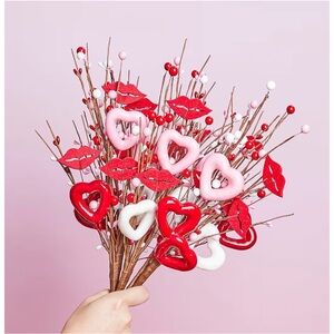 Valentines Day Gifts 6-Piece Heart Picks with Berries for Home Decor and Gifts